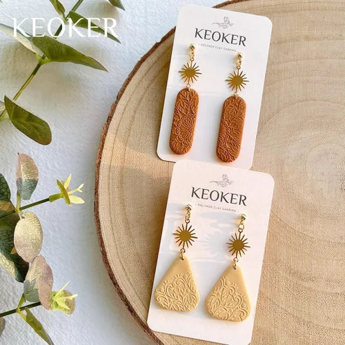 Miniatura 4 de KEOKER Juego de sábanas con textura de arcilla polimérica, moldes de aretes de arcilla para aretes, funciona con cortador de arcilla polimérica Boho1