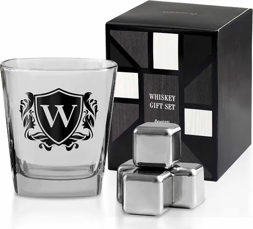 Miniatura 23 de Regalos de whisky para hombres, vaso de whisky con inicial personalizada con piedras de whisky para papá, novio, mejores amigos, compañeros