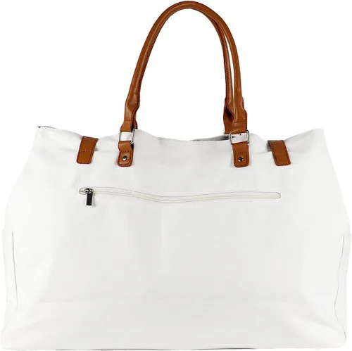 Miniatura 3 de Bolsa de playa con mango de cuero vegano, extra grande, para mujer, impermeable, a prueba de arena, color blanco
