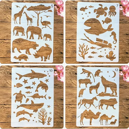 Miniatura 21 de TIAMECH Plantilla de cámara 3D reutilizable A4 para pintar, plantilla de capas de cámara digital de mandala, arte de pared de bricolaje, muebles