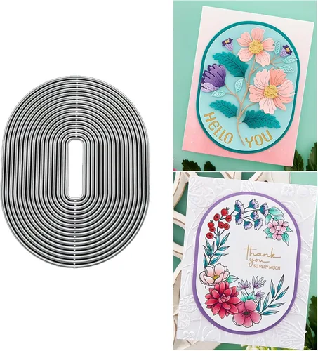 Miniatura 8 de Troqueles de metal ovalados de arco y flores para hacer tarjetas, plantillas de corte para álbumes de recortes, álbum de fotos, plantilla de 01