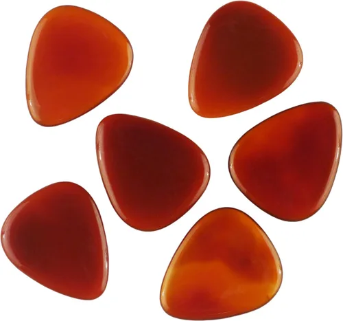Miniatura 95 de Púa de guitarra o bajo de Obsidiana de Caoba en vidrio volcánico - 3.0 mm de calibre ultra pesado - Forma 351 - Púa exótica artesanal de gema