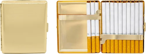 Miniatura 17 de Juego de 2 cajas de cigarrillos de los años 100 chapadas en metal y caja de almacenamiento (impresión victoriana plateada)