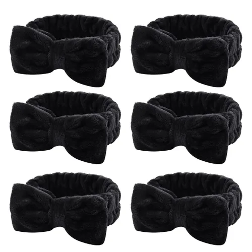 Miniatura 12 de WHAVEL Paquete de 6 diademas de spa rosadas, diademas de maquillaje, diademas de microfibra con lazo de microfibra, diadema facial de rayas de Tipo