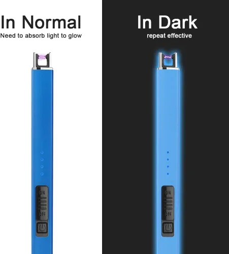 Miniatura 3 de SUPRUS Encendedor fluorescente que brilla en la oscuridad, encendedor eléctrico de velas, encendedor de arco USB recargable con bloqueo