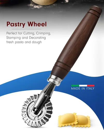Miniatura 4 de Tredoni Rueda de pastelería de 1.6 pulgadas - cortador/engarzador de sellos de masa, fabricante de pasta/ravioli/pastel, rueda de acero inoxidable