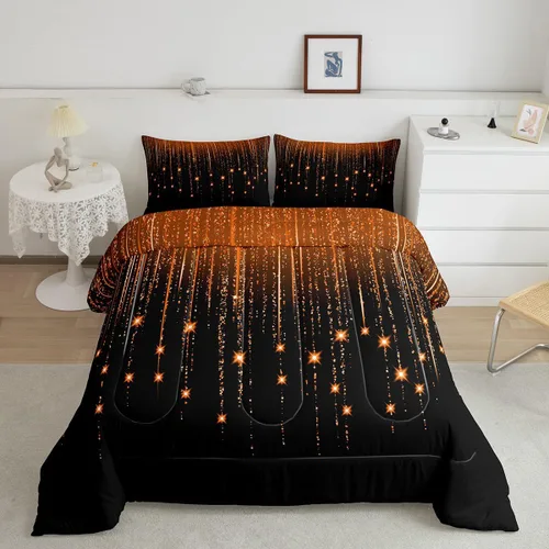 Miniatura 18 de Feelyou - Juego de edredón abstracto ombre, color azul y negro, juego de cama para adolescentes, para niños, mujeres y jóvenes, juego de edredón