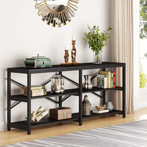 Miniatura 3 de Tribesigns Mesa Consola Extra Larga de 70.9 Pulgadas, Mesa de Sofá Moderna Detrás del Sofá con Estantes de Almacenamiento, Mesa Industrial de 3