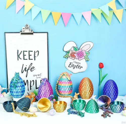 Miniatura 6 de Huevos de dragón pequeños con dragón en el interior, regalos divertidos sorpresa impresos en 3D para niños, juguetes fidget articulados de dragón Oro