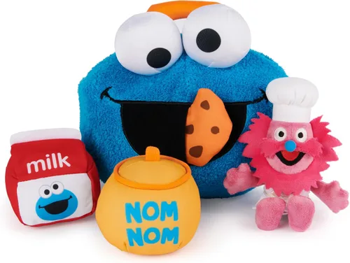 GUND Sesame Street Juego Oficial de Cookie Monster y Gonger, Juego de Juguetes Sensoriales de Felpa Premium para Edades de 1 Año en Adelante, Azul,
