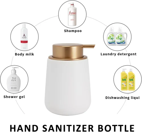 Miniatura 6 de Dispensador de jabón de cerámica con bomba fácil de prensar, dispensador de líquido de loción de manos para champú, baño, cocina, 12 onzas