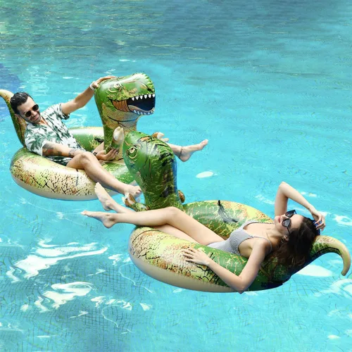 Miniatura 3 de FindUWill Flotadores inflables de piscina de dinosaurio de 62 pulgadas, flotadores inflables de piscina, flotadores de tubo para piscina, juguetes