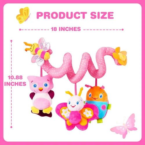 Miniatura 7 de Jollybaby Juguetes para Cuna Cochecito Asiento de Auto para Bebé 0-3-6-9-12 Meses, Juguetes Sensoriales Colgantes para Tiempo Boca Abajo para Recién