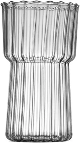 Miniatura 10 de Ochine Vasos acanalados para beber – Vasos de vidrio para vino, café, cócteles, expreso, té helado, agua, bebidas, jugo y cerveza