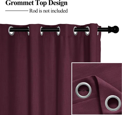 Miniatura 3 de Frelement Cortinas opacas extralargas de 108 pulgadas de largo, para sala de estar, cortinas de lino con bloqueo de luz, cortinas con aislamiento