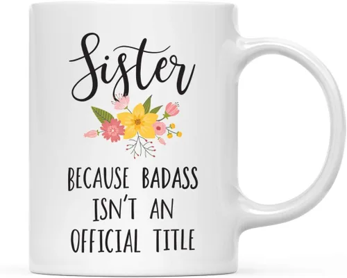 Miniatura 11 de Andaz Press Taza de café de 11 onzas, regalo de broma, tía porque Badass no es un título oficial, gráfico floral, 1 paquete