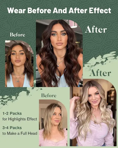 Miniatura 5 de Ugeat - Extensiones de cabello humano con punta en U de 22 pulgadas, estilo balayage, de color marrón natural con mezcla de negro a marrón oscuro
