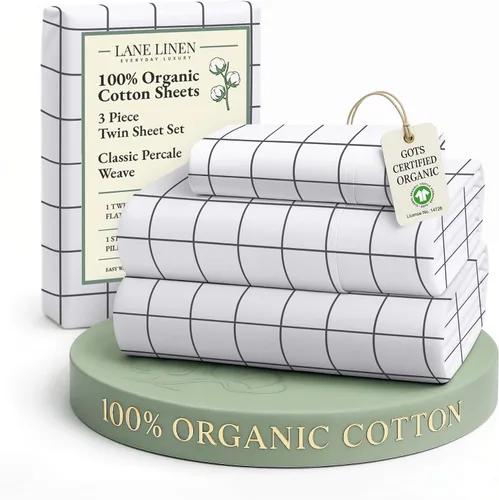 Miniatura 105 de LANE LINEN Sábanas 100% algodón orgánico para cama tamaño King, sábanas de percal suave, transpirables, de lujo, estilo hotelero, lavables a 09
