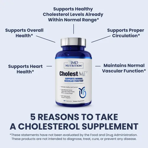 Miniatura 3 de 1MD Nutrition CholestMD con extracto de hoja de olivo, Bergavit, niacina, ajo 60 cápsulas