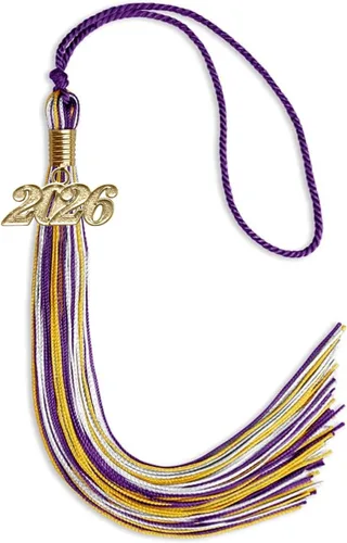 Miniatura 109 de Endea Graduation Borla mixta de triple color con gota de fecha dorada (negro/dorado/blanco, 2021)