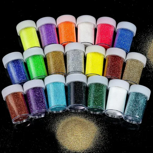 Miniatura 4 de Juego de purpurina fina holográfica, varios colores surtidos de 20 colores para artes y manualidades, lentejuelas en polvo con purpurina ultra fina