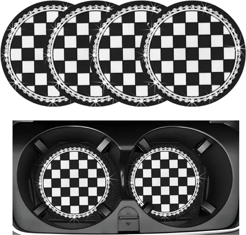 Miniatura 13 de Yourkar 2 piezas de portavasos para automóvil con estampado de vaca, portavasos antideslizantes para automóvil de 7 cm, tapetes para tazas