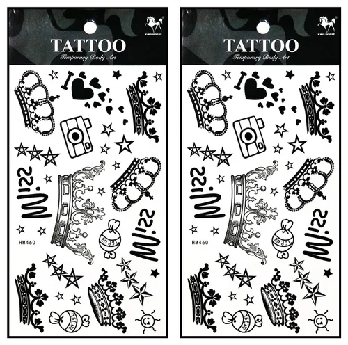 Miniatura 15 de Tatuajes de 2 hojas coloridas y hermosas flores de orquídea de jazmín rosa, temporales, tatuajes falsos de fantasía, moda para mujeres, pintura
