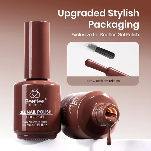 Miniatura 43 de Beetles - Esmalte de uñas de gel marrón – 0.5 onzas líquidas de esmalte de gel marrón oscuro, lámpara LED UV para uñas, regalo de manicura para I