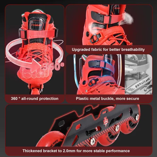 Miniatura 3 de Patines en línea ajustables para niñas y niños con 8 ruedas, patines en línea para niños, jóvenes, principiantes, niños grandes para jugar