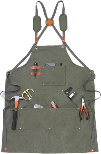 Miniatura 9 de Chef Apron-Cross Back Apron for Men Women with Adjustable Straps and Large Pockets,Canvas