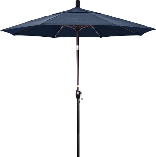 Miniatura 17 de California Umbrella Sombrilla redonda de aluminio de 7.5 pies, manivela elevadora, botón de inclinación, poste de bronce, Sunbrella Air Blue