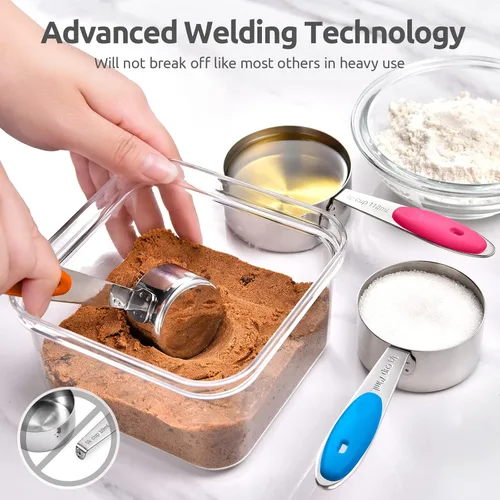 Miniatura 4 de U-Taste - Juego de tazas y cucharas medidoras: U-Taste 18/8 de acero inoxidable, 10 piezas, apilables, cocina, cocina, juego de medidas