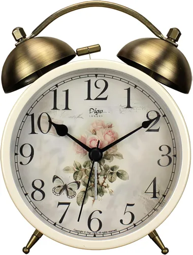 Maxspace Reloj despertador de campana doble de 4 pulgadas, reloj despertador analógico retro de cuarzo silencioso sin tictac con luz nocturna, reloj
