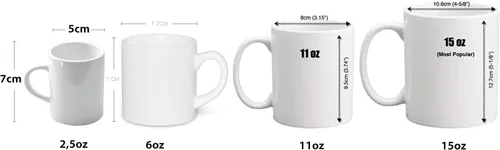 Miniatura 2 de Taza de té de café de cerámica blanca revestida de 11 onzas (3.7 x 3.1 in) prensa de calor imprimible transferencia sublimación tinte recubierto