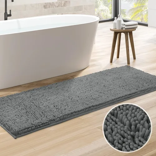 Miniatura 11 de HOMEIDEAS Alfombra de baño azul marino de 20 x 60 pulgadas, ultra suave y absorbente, antideslizante, alfombra de baño larga, felpa de felpilla