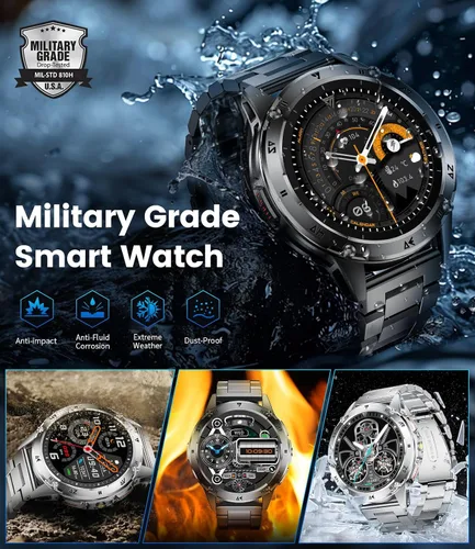 Miniatura 9 de SUNKTA Relojes inteligentes militares para hombres, batería grande de 530 mAh, monitor de frecuencia cardíaca AMOLED de 1.43 pulgadas, monitor