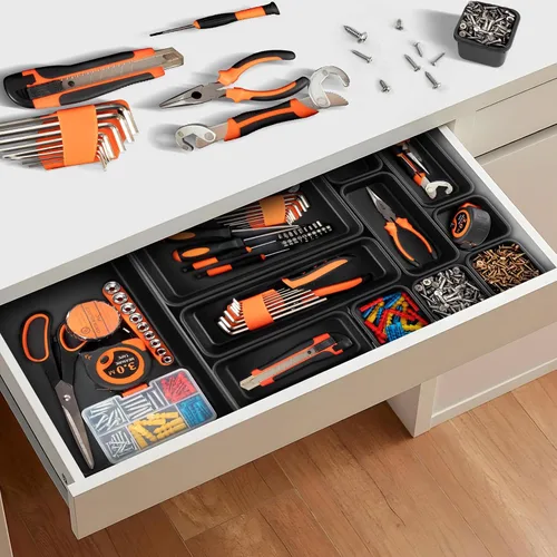 Miniatura 5 de Takytao【48Pcs】【5 Tamaños】Organizador de Caja de Herramientas, Juego de Divisores de Bandeja Organizadora de Cajones, Almacenamiento de Herramientas