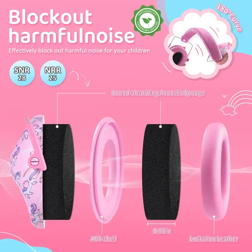 Miniatura 2 de PROHEAR 032 - Protectores de oídos para niños, auriculares con cancelación de ruido para autismo, niños pequeños, niños - Rosa