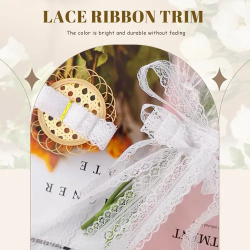 Miniatura 2 de Cinta de encaje con ribete, tela de encaje con patrón vintage en rollo - Perfecta para envolver regalos, manualidades, diseño de flores, costura
