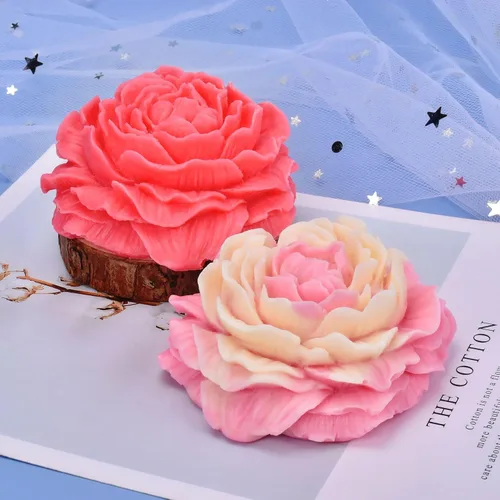 Miniatura 2 de Paquete de 2 moldes para jabón y velas de flores de peonía - Moldes 3D de silicona para dulces y decoración del hogar - Moldes para fundición