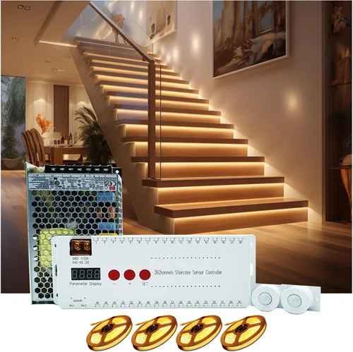 Luces de Escalera con Sensor de Movimiento para Interiores, Luces LED Inteligentes para Escalones de Interior, 16 Escaleras de 40 Pulgadas de