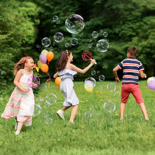 Miniatura 6 de Juego de varitas de burbujas, 28 piezas de varita de burbujas grande con bandeja, ideal para niños, regalos de fiesta de burbujas de verano al aire