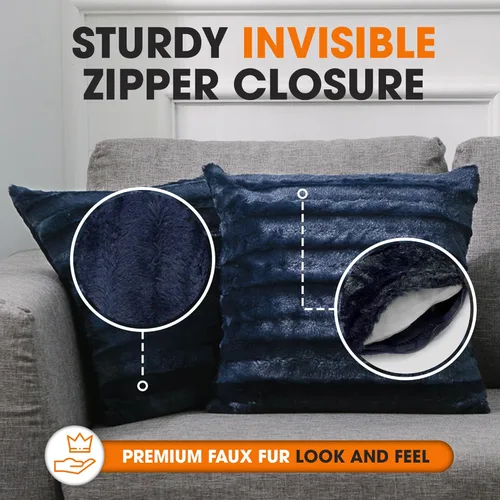 Miniatura 6 de Cheer Collection Almohadas Decorativas de Piel Sintética - Almohadas Decorativas para Sofá, Almohadas Decorativas para Cama, Almohadas de Acento Azul