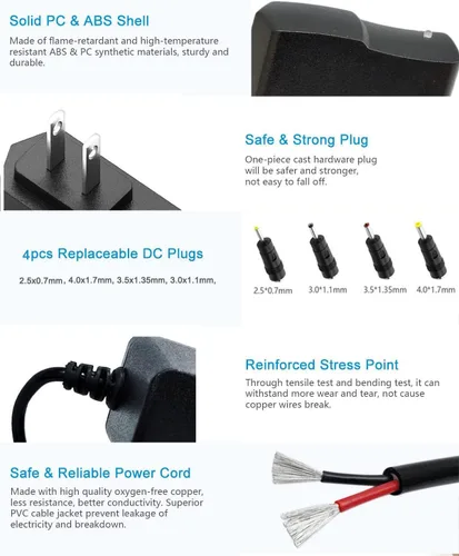 Miniatura 2 de Fuente de alimentación 5V 1A Adaptador de enchufe de pared de 5 W AC/DC AC 100V-240V a DC 5 voltios 1Amp 0.5A Reemplazo DC 5volt Cable