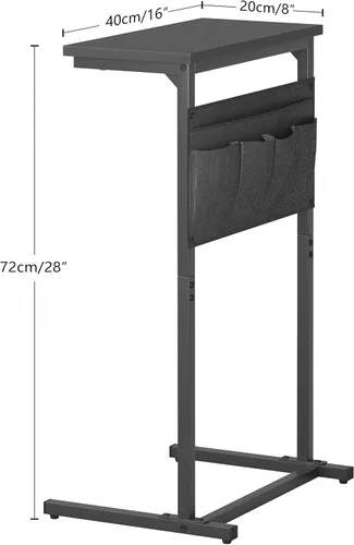 Miniatura 3 de Mesa auxiliar en forma de C, mesa lateral para sofá, bandeja pequeña para TV, mesa de sofá con bolsa de almacenamiento para espacios pequeños, sala