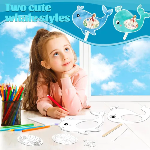 Miniatura 3 de Liliful Kit de manualidades para colorear tu propio Jonás y la ballena de 24 piezas para niños, escuela dominical, religioso, cristiano