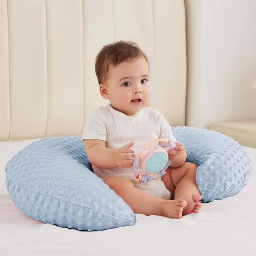 Miniatura 2 de Almohada de lactancia para biberón y lactancia materna, elementos esenciales de lactancia de comodidad ergonómica para mamá y bebé, almohada de Azul