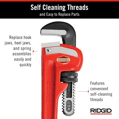 Miniatura 14 de RIDGID 31025 Llave de tubo recta modelo 18 resistente, llave de fontanería de 18 pulgadas