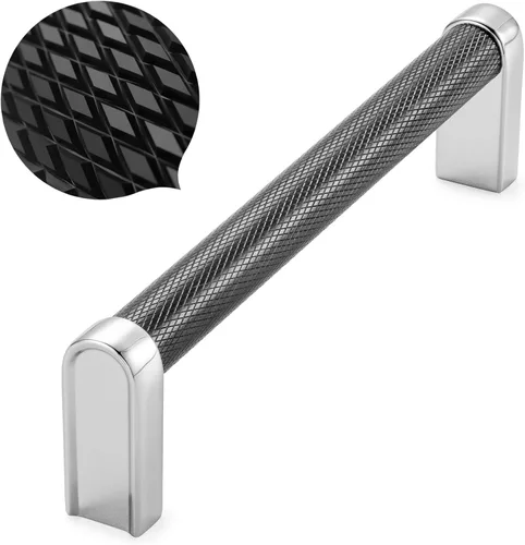 Miniatura 37 de Koofizo - Paquete de 10 tiradores de gabinete estriados para armario, manija negra para muebles (1.1 pulgadas/28 mm), herrajes sólidos K22
