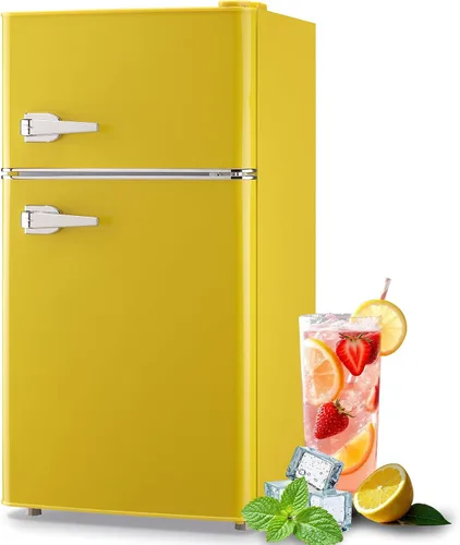 Refrigerador de 3.5 pies cúbicos, refrigerador para dormitorio con estantes de cristal ajustables, control de temperatura de 7 niveles, adecuado